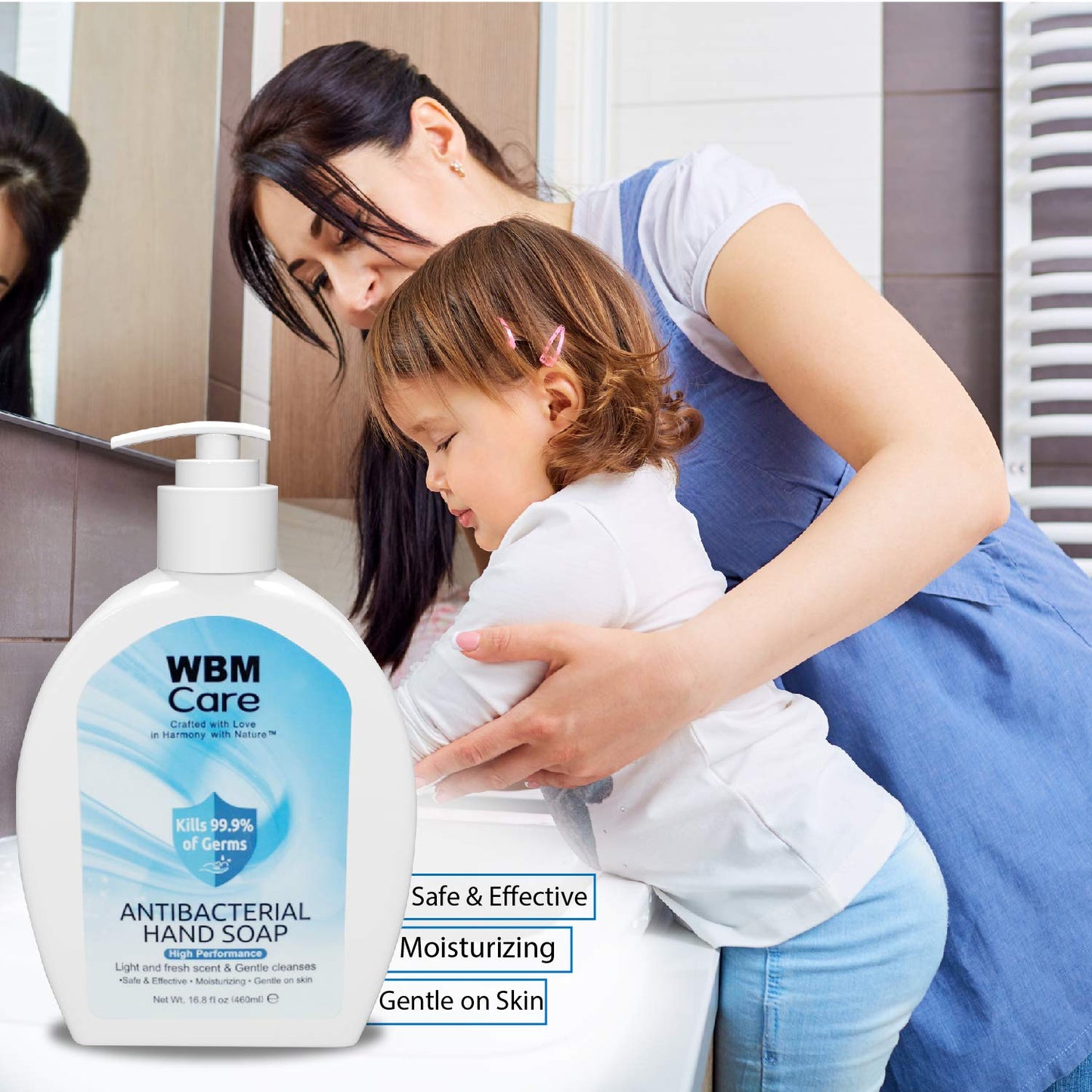 WBM Care Hand Soap, Crafted with Love in Harmony with Nature, Effective Cleanser with Light & Fresh Scent, Liquid Hand Soap - 16.8 fl oz/Each (Pack 1)