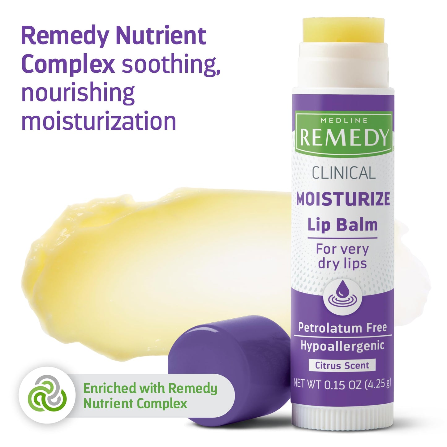 Medline Remedy Clinical Lip Balm, 3 Count, Citrus Scent, Moisturizing, Hydrating, Nourish, Nutrient Rich, Soothing Natural Oils, Revitalize