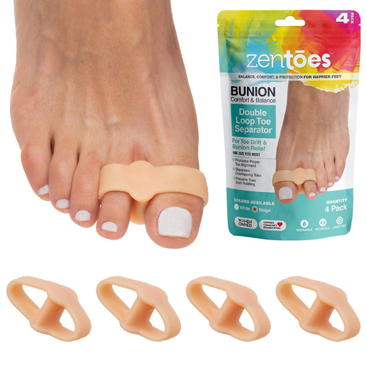 ZenToes Toe Spacers Bunion Corrector for Women and Men, Big Toe Straightener, Double Loop Gel Splint Separator for Correct Alignment of Overlapping Beauty & Personal Care ZenToes