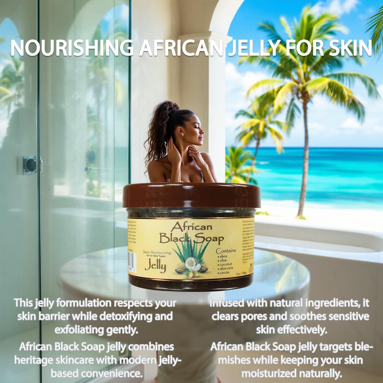 OKAY African Black Soap Jelly Antiseptic Wash - Acne & Blemish Cleanser for Face & Body, Helps with Dark Spots & Uneven Skin Tone, Sulfate, Silicone