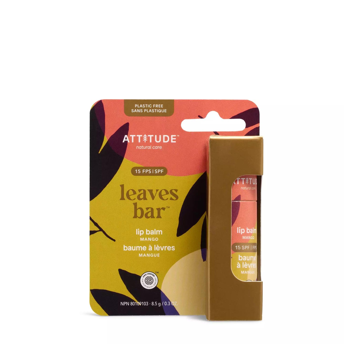 ATTITUDE Lip Balm SPF 15, Mineral Sun Protection, Zinc Oxide, Shea Butter, Argan & Castor Oils, EWG Verified, For Dry Lips, Men and Women, Mango, 0.3 Beauty and Personal Care BIO SPECTRA ATTITUDE