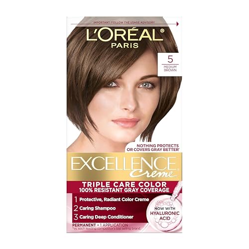 L’Oreal ParisExcellence Triple Protection Color Creme, Medium Brown Natural 5 (Pack of 3)