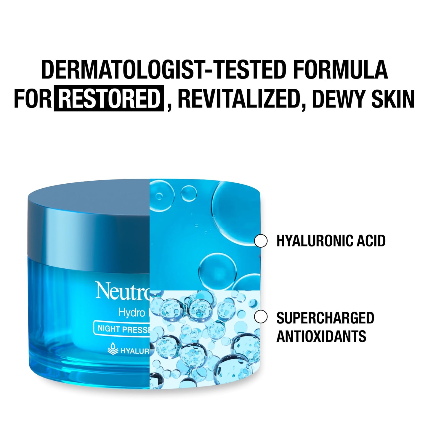 Neutrogena Hydro Boost Night Pressed Serum - with Hyaluronic Acid & Antioxidants, Hydrating Face Moisturizer that Restores & Revitalizes Skin