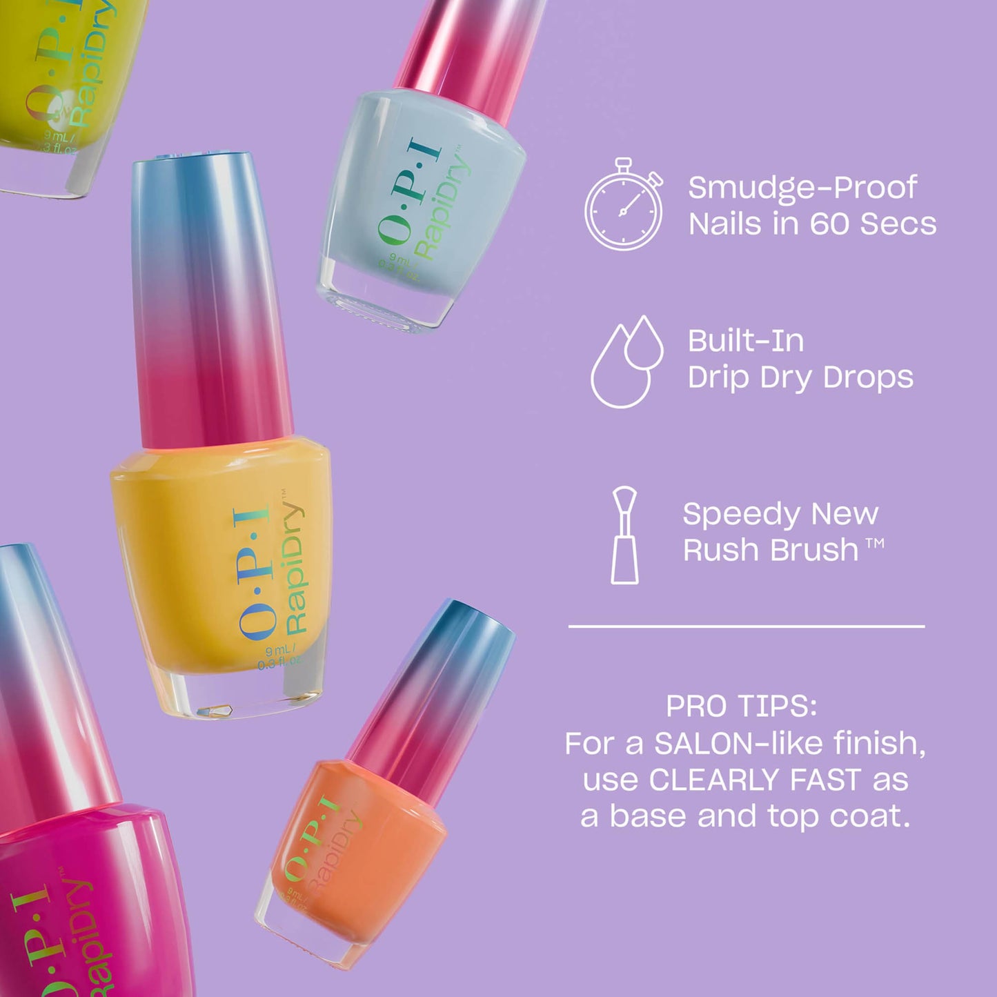 OPI RapiDry Cosmic Chic | Semi-Sheer Soft Cool Purple Blue Glitter Chip Resistant Nail Polish x Supergirl Collection Beauty and Personal Care OPI