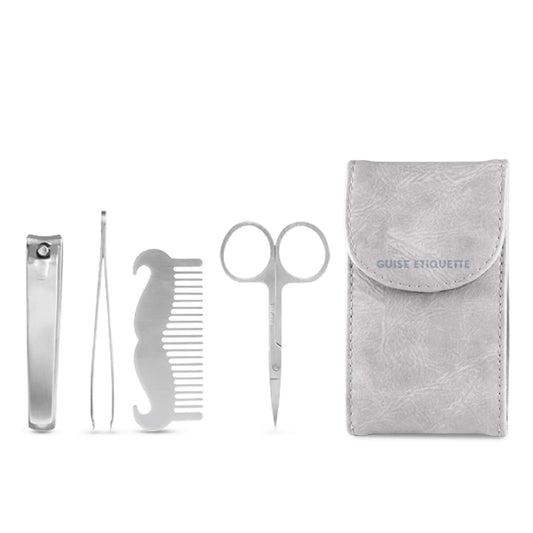 GUISE ETIQUETTE - 5 Piece Personal Travel Kit Set with Carrying Case (K12 Ion Series) - Grooming Kit with Stainless Steel Beard & Mustache Comb, Nail Beauty and Personal Care GUISE ETIQUETTE