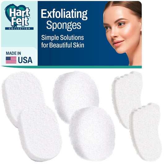 HartFelt Skin Care Bundle Includes 2 each Facial, 2 Body, & Foot Sponges for Exfoliating and Removing Dead Skin - Reusable Chemical-Free Sponges Beauty and Personal Care HartFelt
