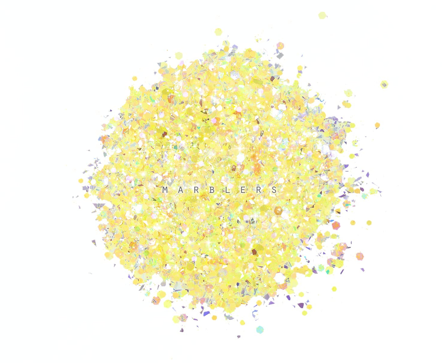 MARBLERS Mixed Shaped Face & Body Glitter [Yellow] 0.18oz (5g) | Chunky | Chopped | Flake |Non-Toxic | Vegan | Cruelty-Free | Festival, Rave & Party