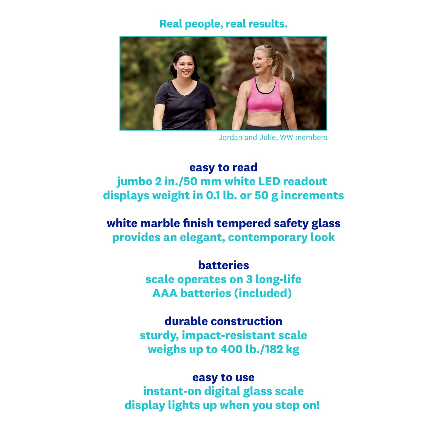 Weight Watchers Scales by Conair Scale for Body Weight, Digital Bathroom Scale in White Marble Finish