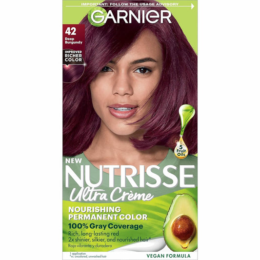 Garnier Nutrisse Nourishing Hair Color Creme, 42 Deep Burgundy (Black Cherry), 3 Count (Packaging May Vary) Beauty & Personal Care Garnier