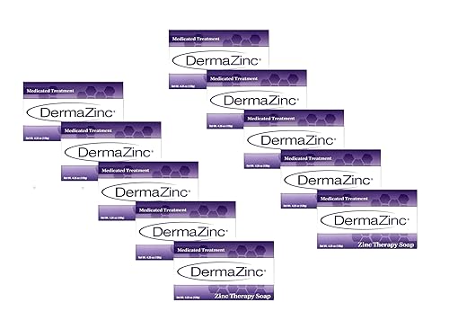 DermaZinc Therapy Soap, Zinc Soap for Skin, Skin Disorder Relief for Psoriasis, Dermatitis, Eczema, and Other Condition Symptoms (Pack of 10)