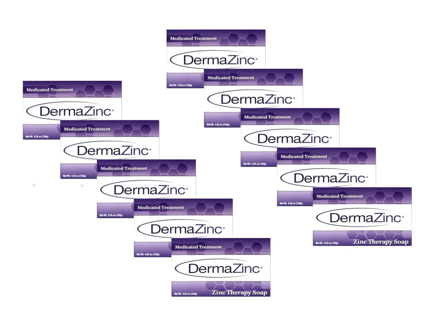 DermaZinc Therapy Soap, Zinc Soap for Skin, Skin Disorder Relief for Psoriasis, Dermatitis, Eczema, and Other Condition Symptoms (Pack of 10)