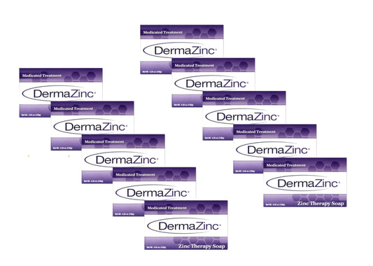 DermaZinc Therapy Soap, Zinc Soap for Skin, Skin Disorder Relief for Psoriasis, Dermatitis, Eczema, and Other Condition Symptoms (Pack of 10)