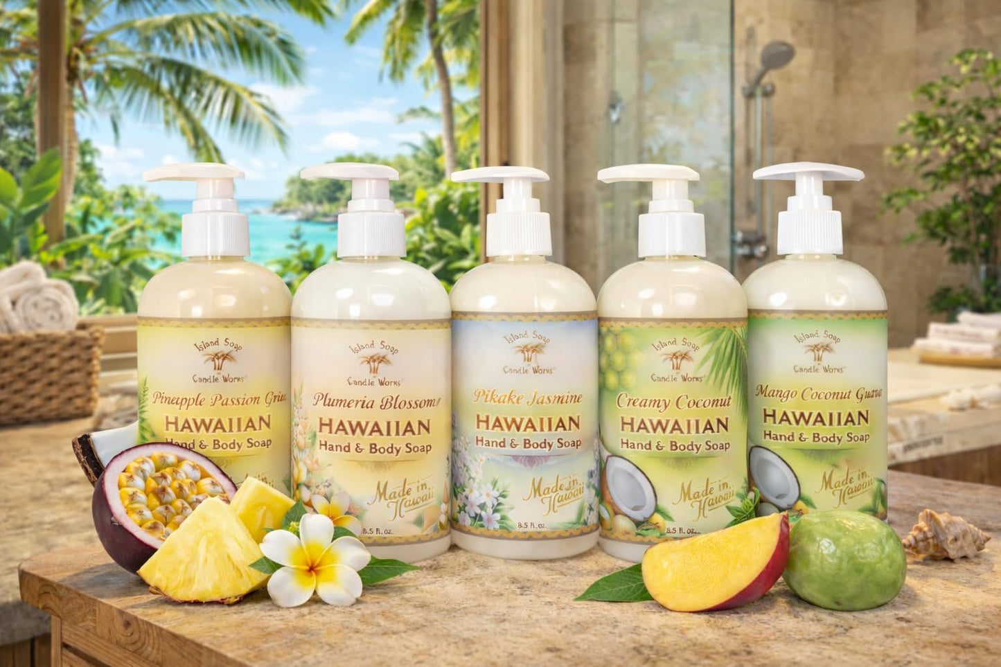 Island Soap & Candle Works Botanical Liquid Hand Soap - Vegan Hand Soap for Men and Women - Luxury Skincare for Bathroom - Hawaiian Gifts