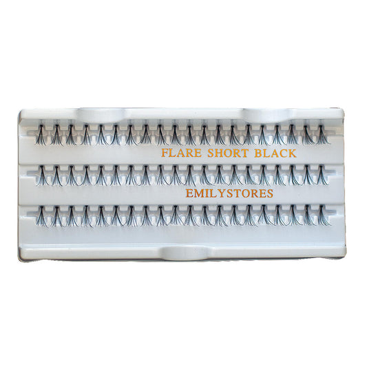 EMILYSTORES 12 Packs Eyelashes Natural Individual Lashes Plant Flare Short Eyelash 10mm Black For Eye Lash Extensions Lashes-Knotted(10MM,Short