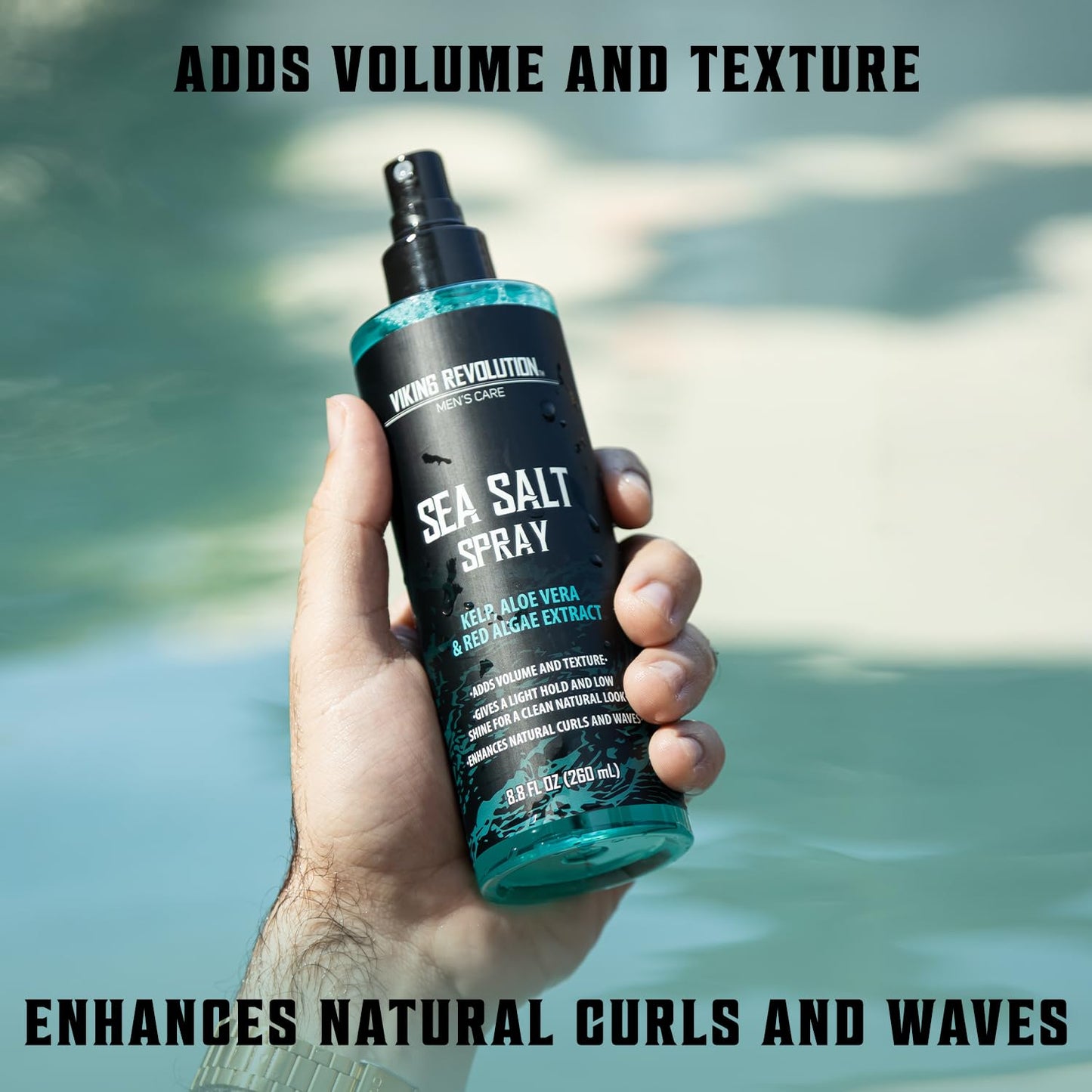 Viking Revolution Sea Salt Spray for Men - Hair Texturizing Spray with Kelp, Aloe Vera and Red Algae Extract - Surf Sprays to Add Volume and Texture