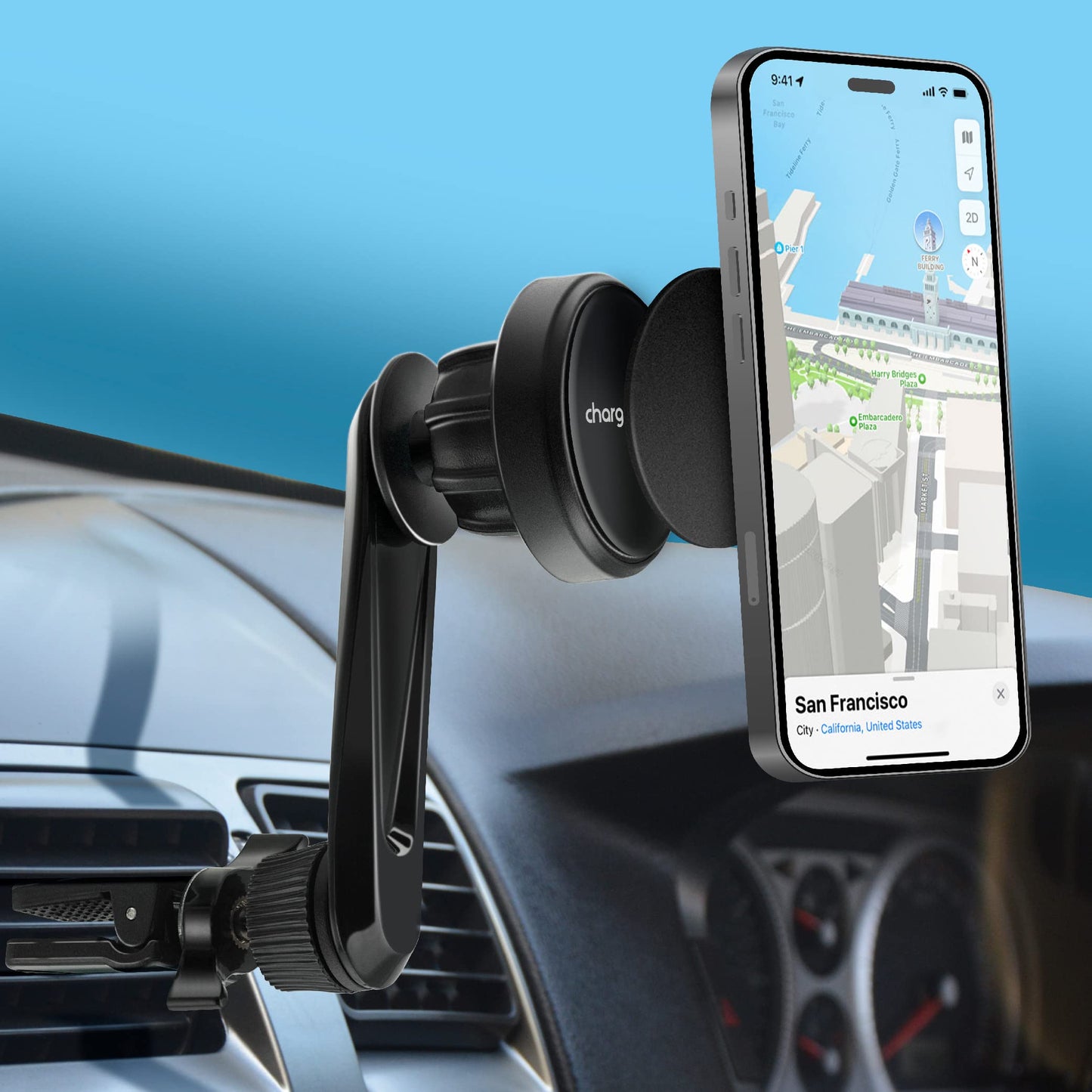 CHARGEWORX Magnetic Car-Vent Phone Mount, Universal Phone Holder with Secure Lock and Quick Release, Adjustable Arm, 360-Degree Rotating Capability…