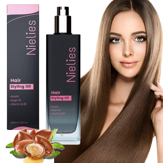 Nielies Hair Serum for Frizzy and Damaged Hair- Keratin Hair Treatment for Dry Hair-Leave-in Anti Frizz Hair Serum with Vitamins A, C, E & B5-Sérum