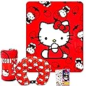 SANRIO Hello Kitty Travel Blanket and Pillow Set for Girls Bundle with Blanket, Pillow, Stickers, More | Hello Kitty Travel Accessories for Kids,…