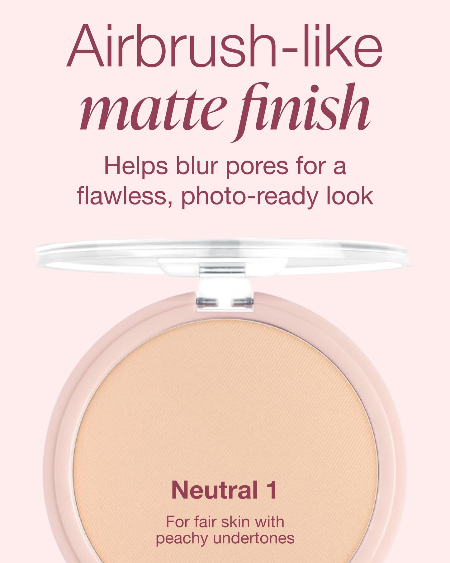 Mineral Fusion Pressed Powder Foundation - Matte Finish Face Powder for Fair Skin with Peachy Undertones - Age Defying Foundation Makeup - Talc Free, Hypoallergenic, Cruelty-Free (Neutral 1)