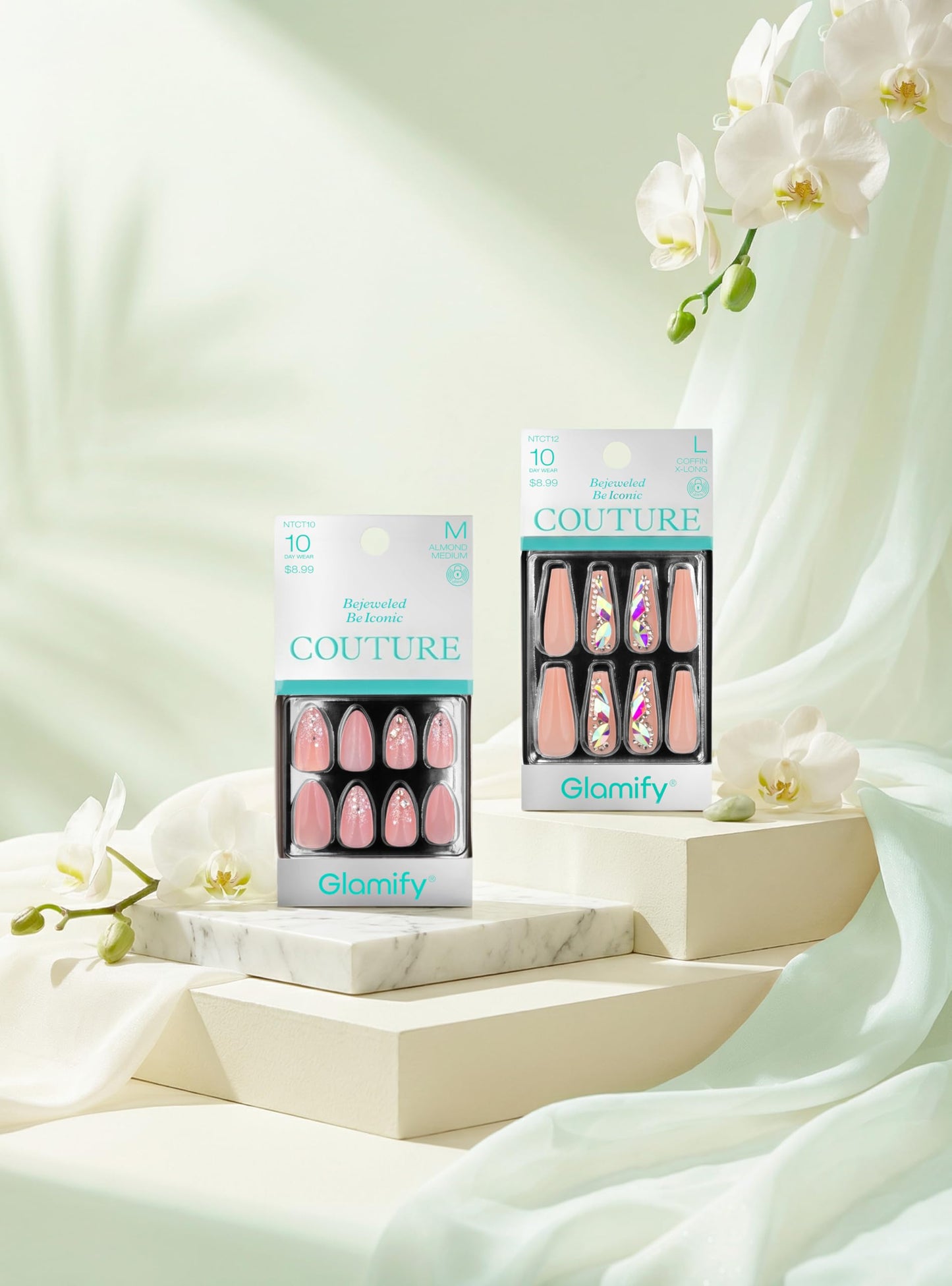 Glamify by Absolute New York Couture Press On Nails - Luxury Rhinestone & Charm Fake Nails, Glossy Reusable Salon Style Acrylic Nails Kit with Glue Beauty & Personal Care Absolute New York