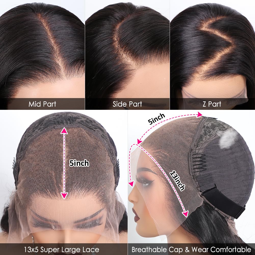 Pizazz 13x4 HD Lace Front Wigs Human Hair Pre Plucked with Baby Hair 180 Density Brazilian Body Wave Lace Frontal Human Hair Wigs Natural Color (18 Beauty and Personal Care Pizazz