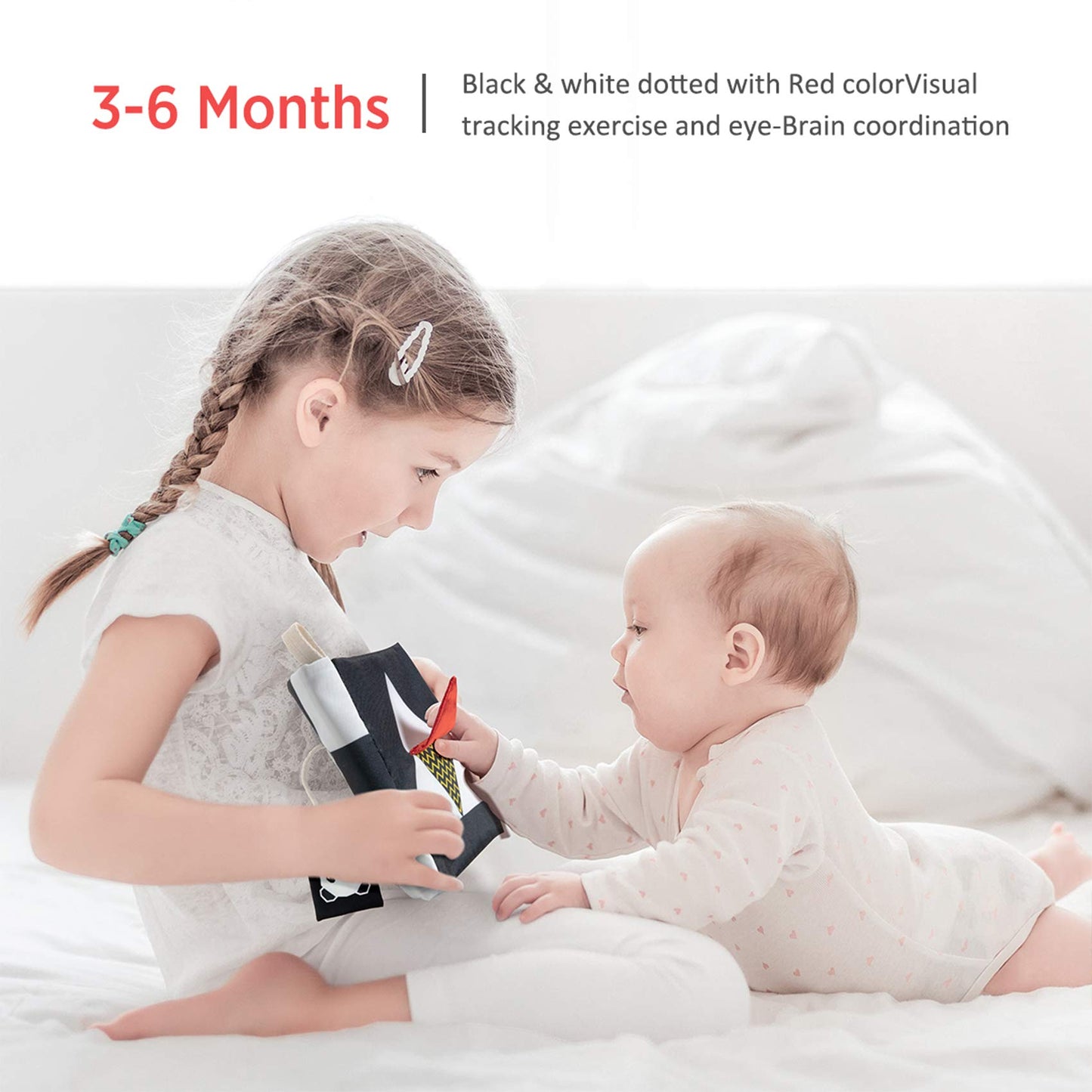 beiens High Contrast Baby Book | Black & White Crinkle Sensory Toy for Visual Stimulation | Montessori Interactive Gift for Newborns 0–12M