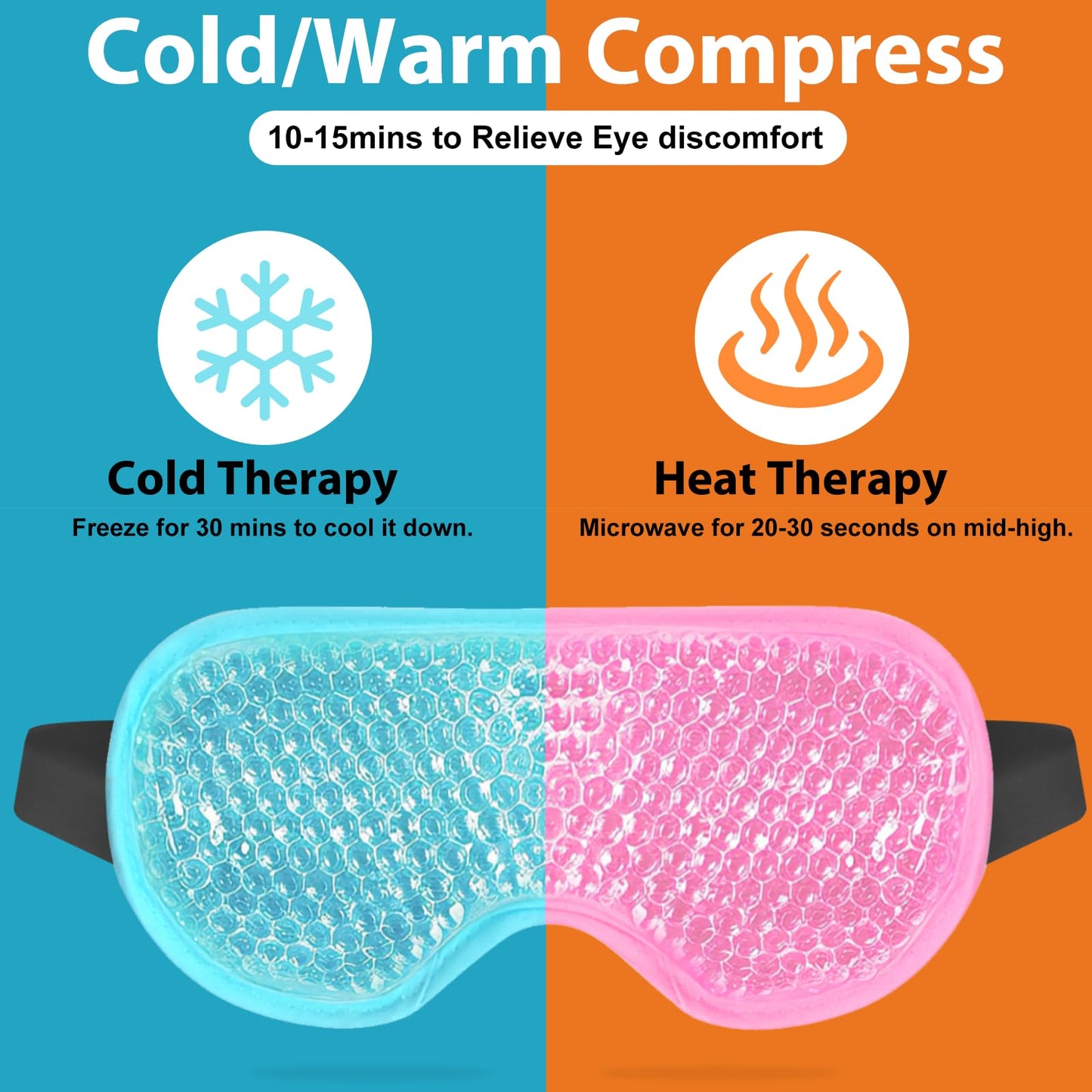 BeeVines Gel Eye Mask, 2 Pack Cooling Ice Masks for Puffy Eyes for Men & Women, Cold & Warm Compress for Post Surgery, Puffiness, Allergies, Sinuses Beauty and Personal Care BeeVines