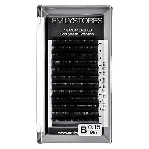 EMILYSTORES Lash Extensions 0.15mm Thickness B Curl Mixed 8-14mm Sizes Length Volume Individual Natural-Looking Eyelashes For Eyelash