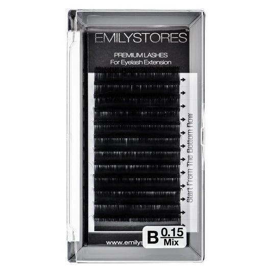 EMILYSTORES Lash Extensions 0.15mm Thickness B Curl Mixed 8-14mm Sizes Length Volume Individual Natural-Looking Eyelashes For Eyelash