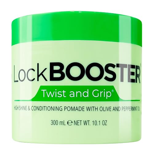 Style Factor Lock BOOSTER Twist & Grip Braid Gel (10.1 Oz.) with Olive and Peppermint Oil - Strong Hold, Flake-Free, Frizz-Free Hair Braiding Gel