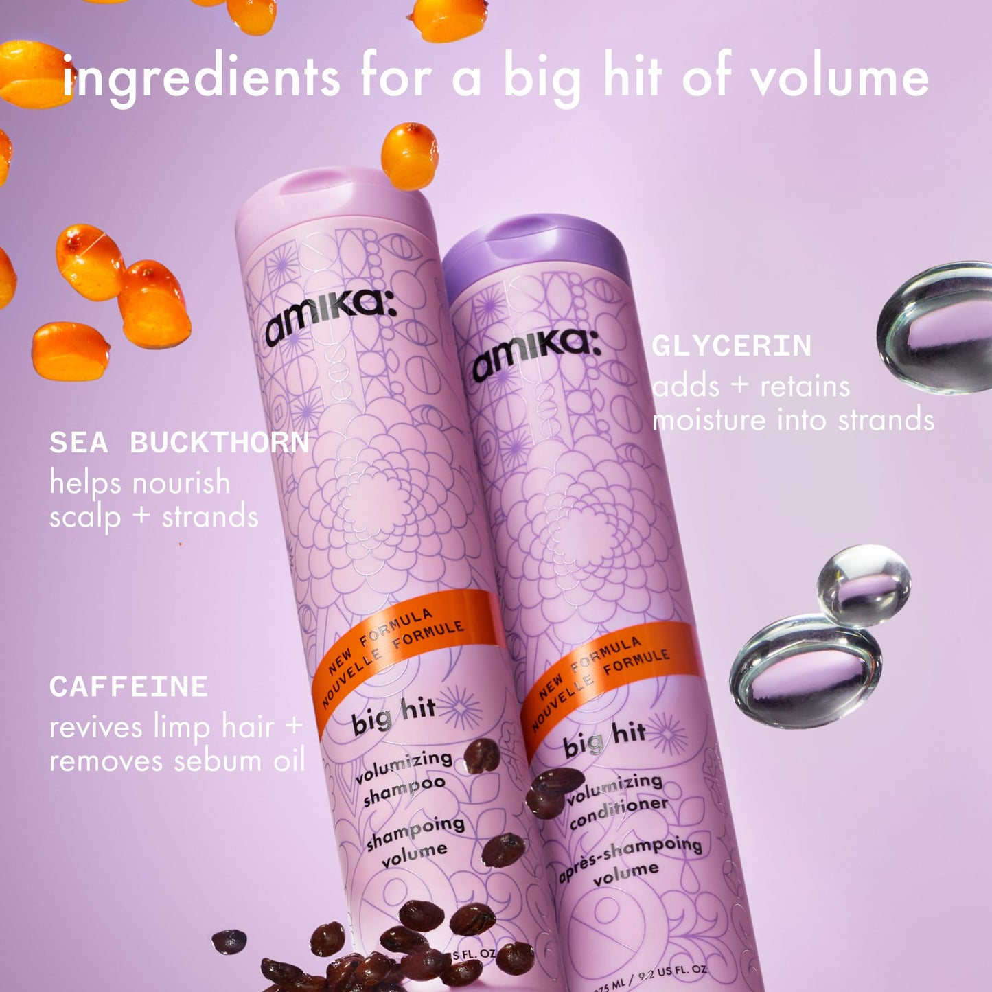 amika big hit volumizing shampoo, 275ml