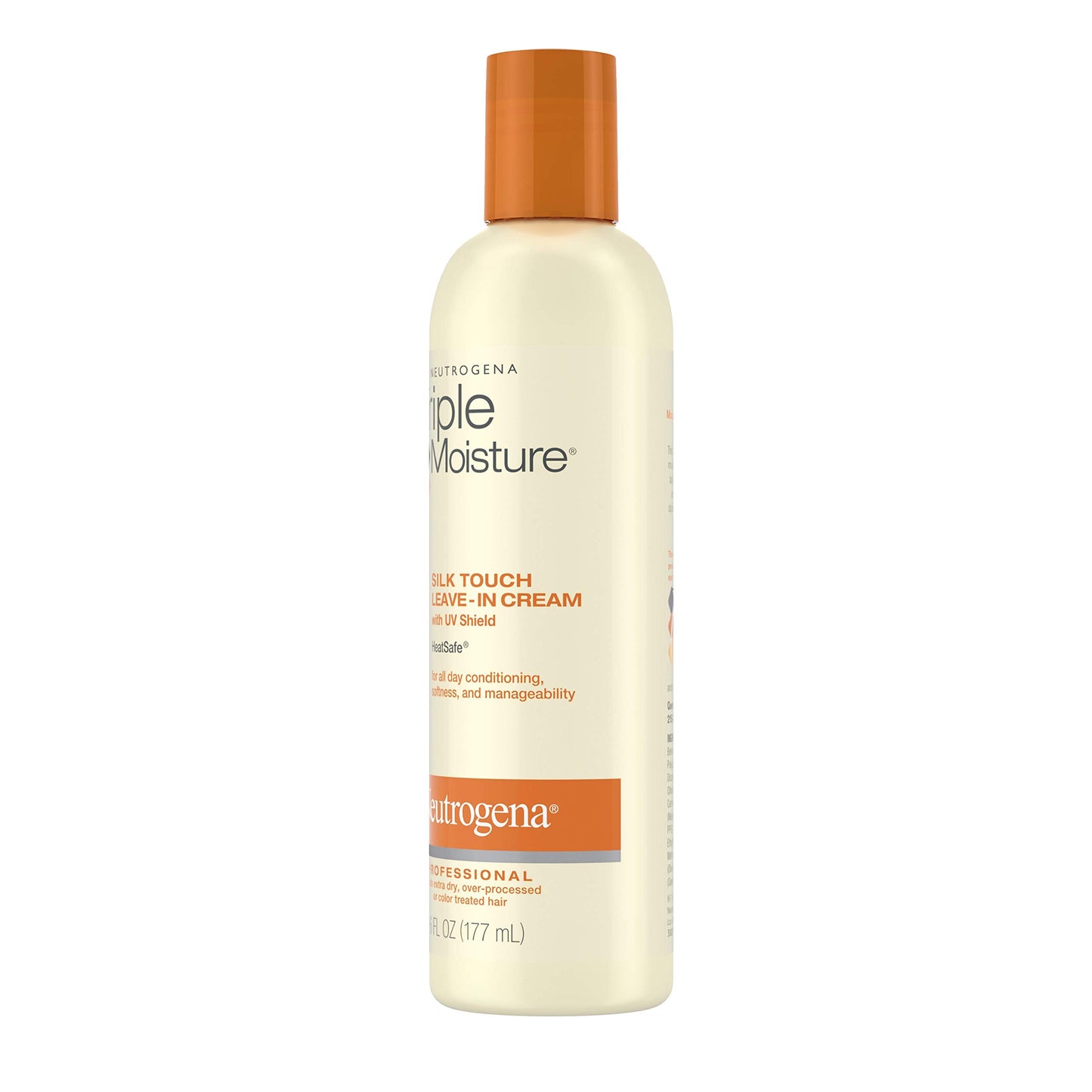 Neutrogena Triple Moisture Silk Touch Leave-In Cream Conditioner for Extra Dry Hair, Damaged & Over-Processed Hair, Hydrating with Olive, Meadowfoam & Sweet Almond, 6 fl. oz