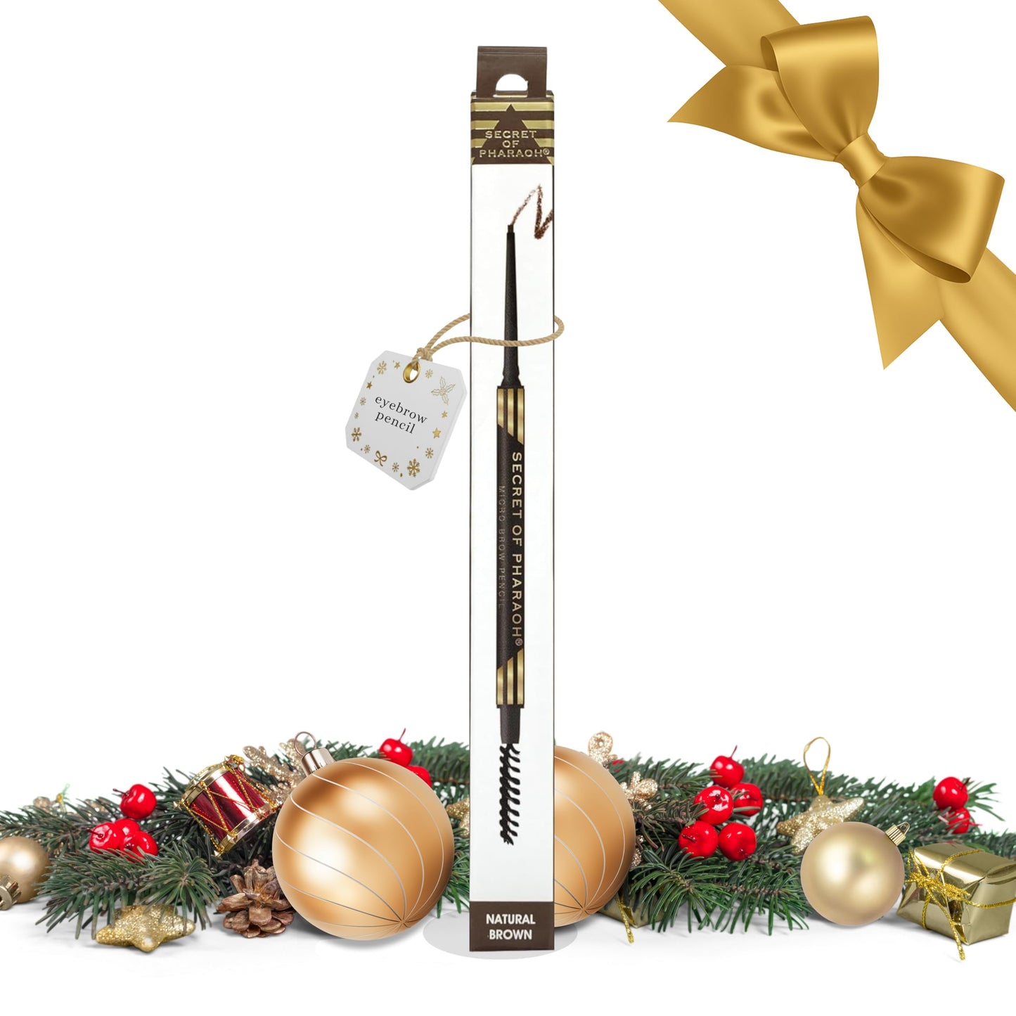 EBIN NEW YORK Micro Brow Pencil Natural Brown - Fine Tip Brow Pencil with Smooth Application & Built-In Blending Brush