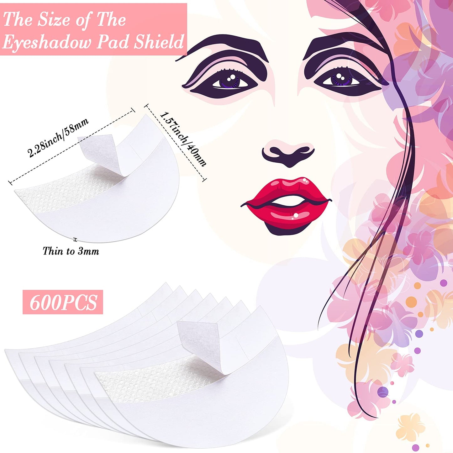 600 Pieces Eyeshadow Pad Shield Eyeshadow Patches White Eyeshadow Stencils Under Eye Pads Prevent Makeup Residue for Eyelash Extensions Lip Makeup
