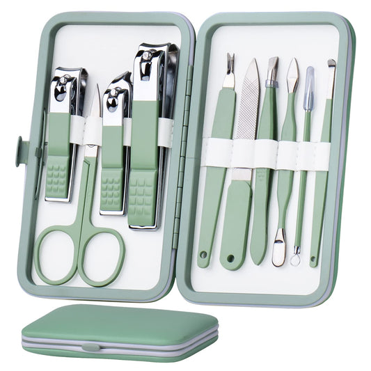 HANTEKAS Manicure Set 10 in 1 Stainless Steel, Nail Clippers Scissors Pedicure Tools Kit - Portable Travel Grooming Kit for Men and Women with Leather Beauty & Personal Care HANTEKAS