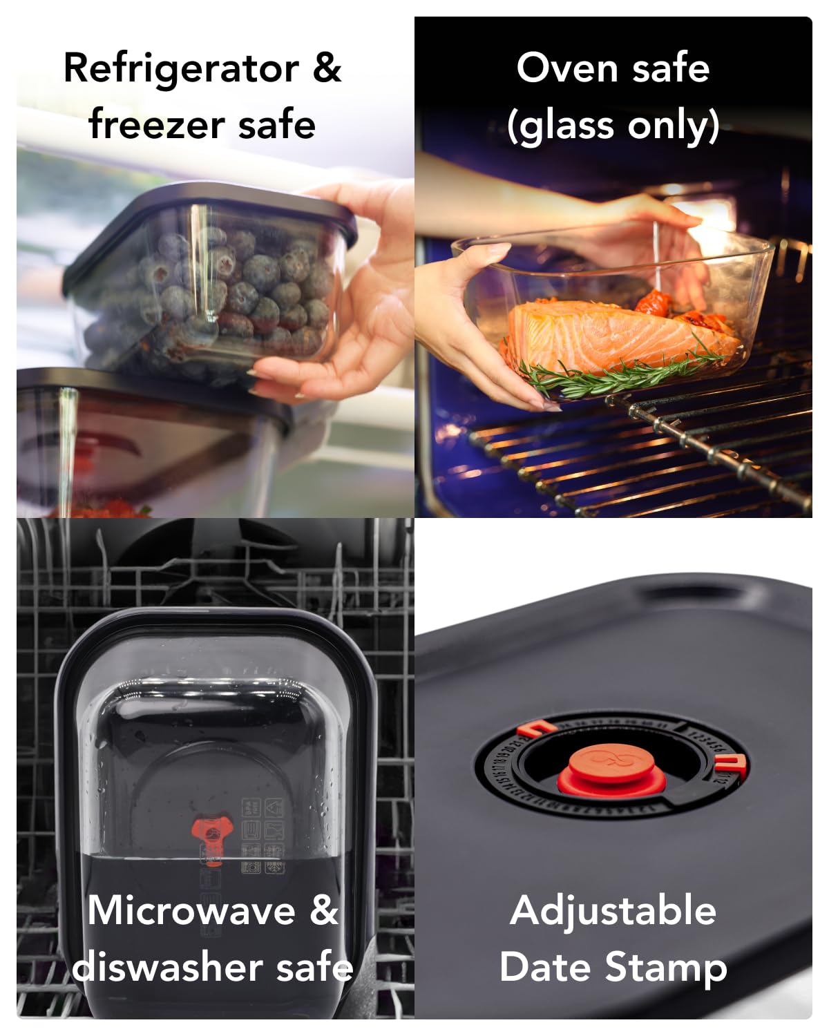 airhood Vacuum Food Storage Container Set | Powerful Electric Vacuum Pump + 4 Borosilicate Glass Containers | Keeps Food Fresh 5X Longer | Microwave…