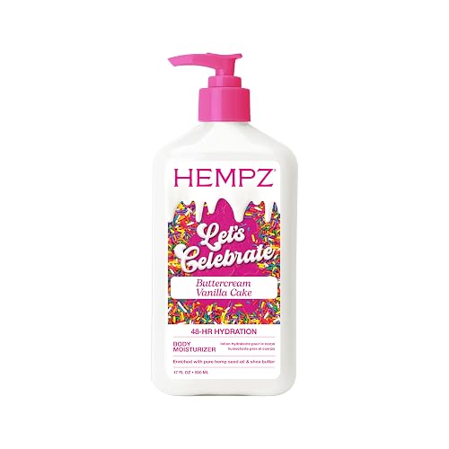 Hempz Body Lotion - Buttercream Vanilla Cake Celebration - Limited Edition Daily Moisturizing Cream, Shea Butter, Aloe - Skin Care Products, Hemp Seed