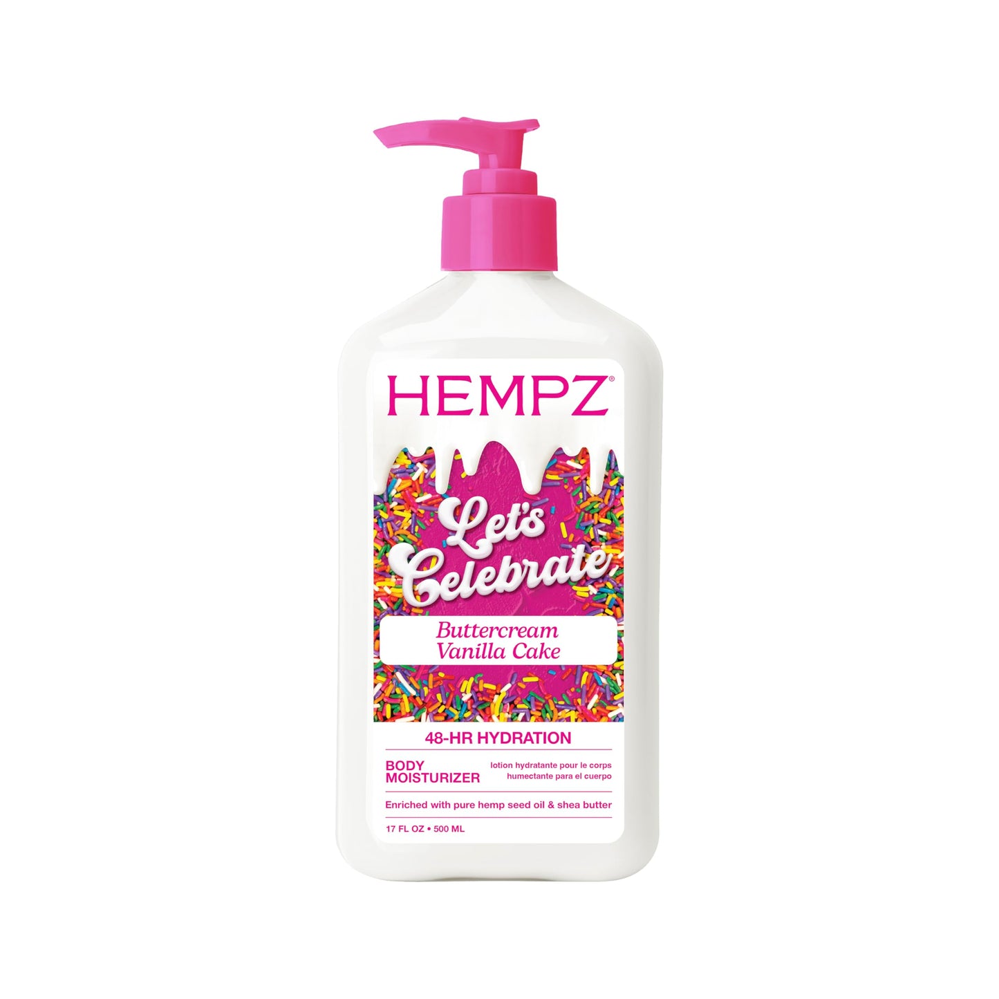 Hempz Body Lotion - Buttercream Vanilla Cake Celebration - Limited Edition Daily Moisturizing Cream, Shea Butter, Aloe - Skin Care Products, Hemp Seed