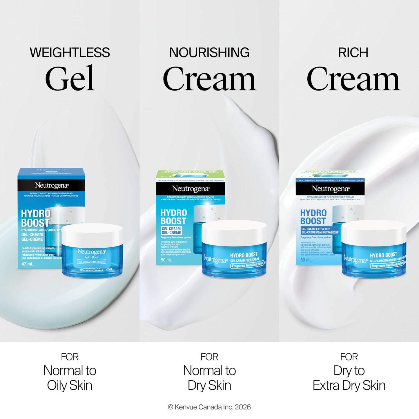 Neutrogena Hydro Boost Gel Cream with Hyaluronic Acid, All-day hydration for Face and Neck, Oil Free and won’t clog pores, 1.6 oz