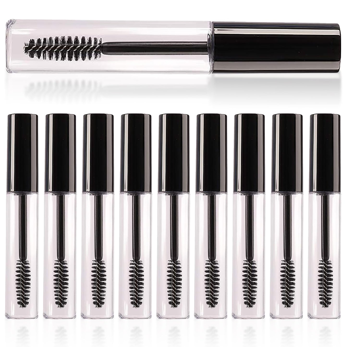 Coobbar 10ml 10pcs Empty Eyelashes Mascara Tube Vial Liquid Plastic Bottle Cosmetic Container With Black Cap