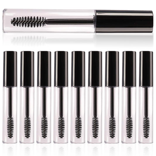 Coobbar 10ml 10pcs Empty Eyelashes Mascara Tube Vial Liquid Plastic Bottle Cosmetic Container With Black Cap