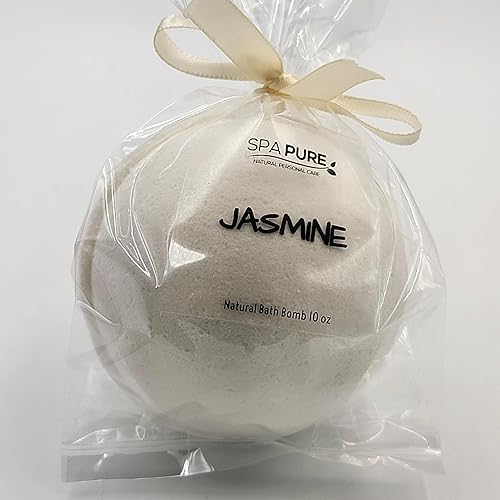 Spa Pure Jasmine Bath Bombs: 3 Luxury Bath Bomb Fizzies, Large 5 oz, Made with Shea Butter, Ultra Moisturizing, (15 oz Total Weight), Great for Dry…