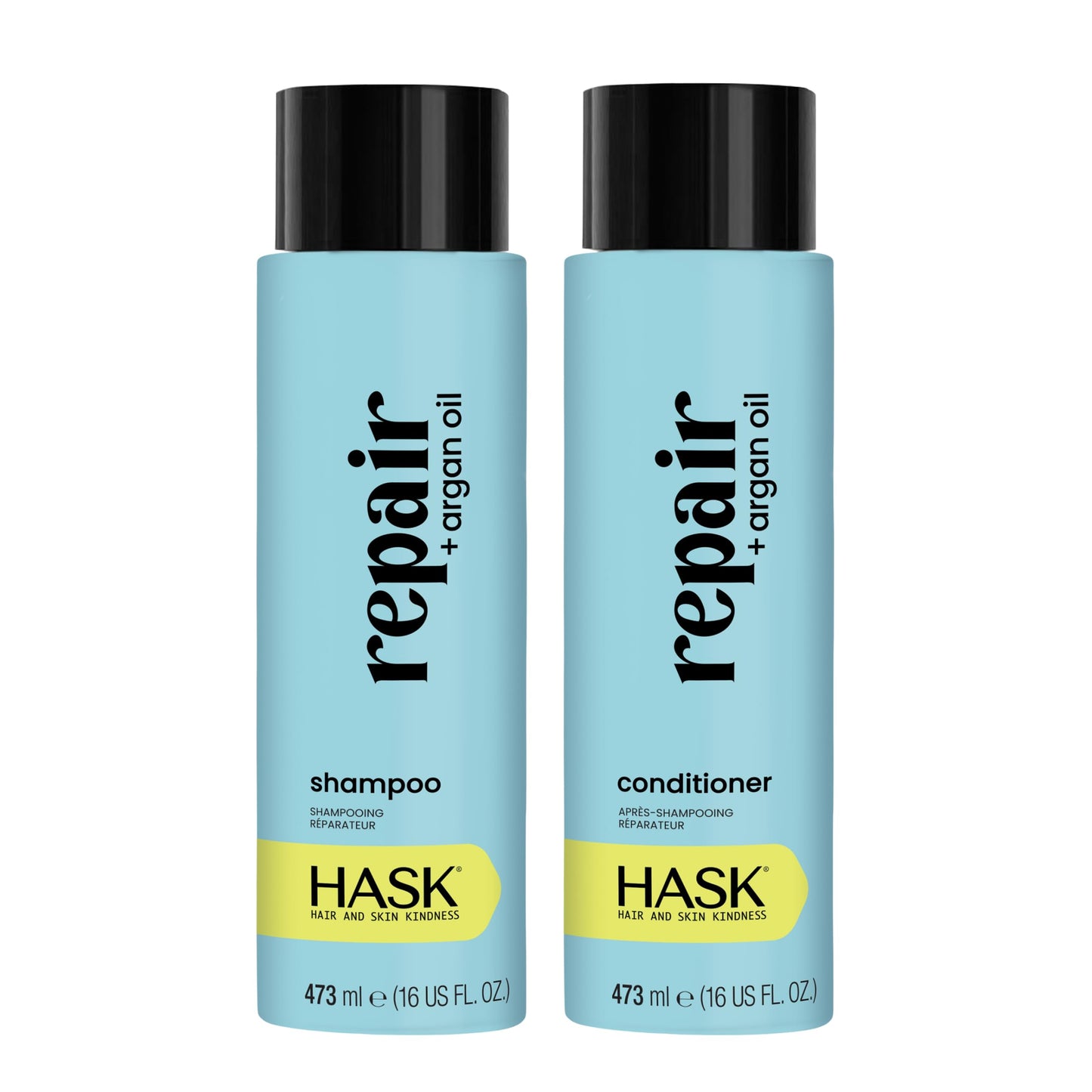 HASK Repair + Argan Oil Shampoo + Conditioner Set | Color Safe, Sulfate-Free, Paraben-Free, Gluten-Free, Cruelty-Free | 16oz each, 2 Pack