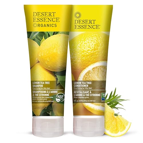 Desert Essence Lemon Tea Tree Shampoo & Conditioner Bundle - 8 Fl Ounce - Clarifying For Oily Hair - Essential Oils - Strengthen & Protect Hair