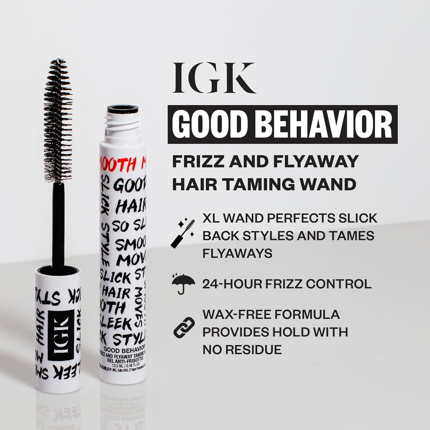 IGK Good Behavior Frizz & Flyaway Taming Wand (Pack of 2) | Instantly Smooths Flyaways, Slicks Back Styles & Details Edges | 24-Hour Frizz Control |