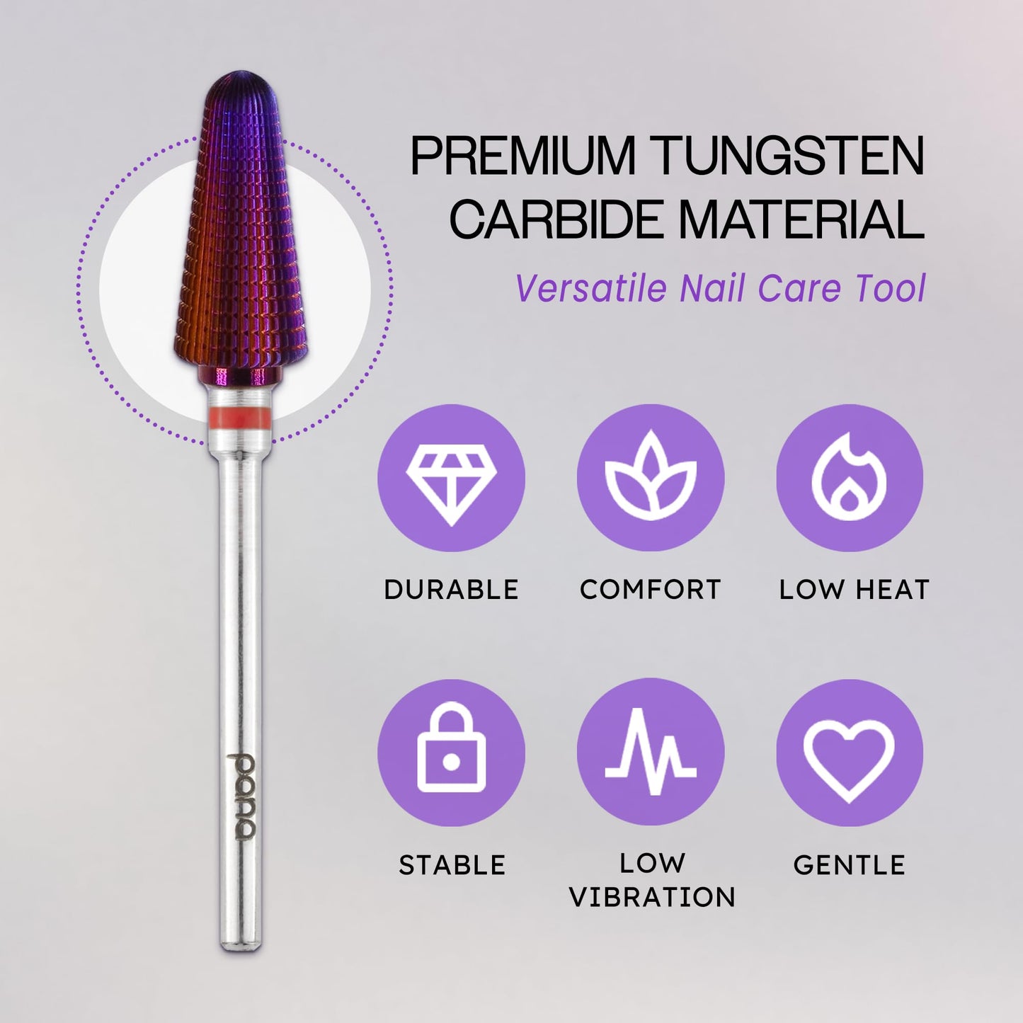 PANA 3/32" Purple Tornado Carbide Nail Drill Bit for Acrylics, Nail Extension, Gel Polish Removal Nail Salon Manicure Pedicure Electric File Tools