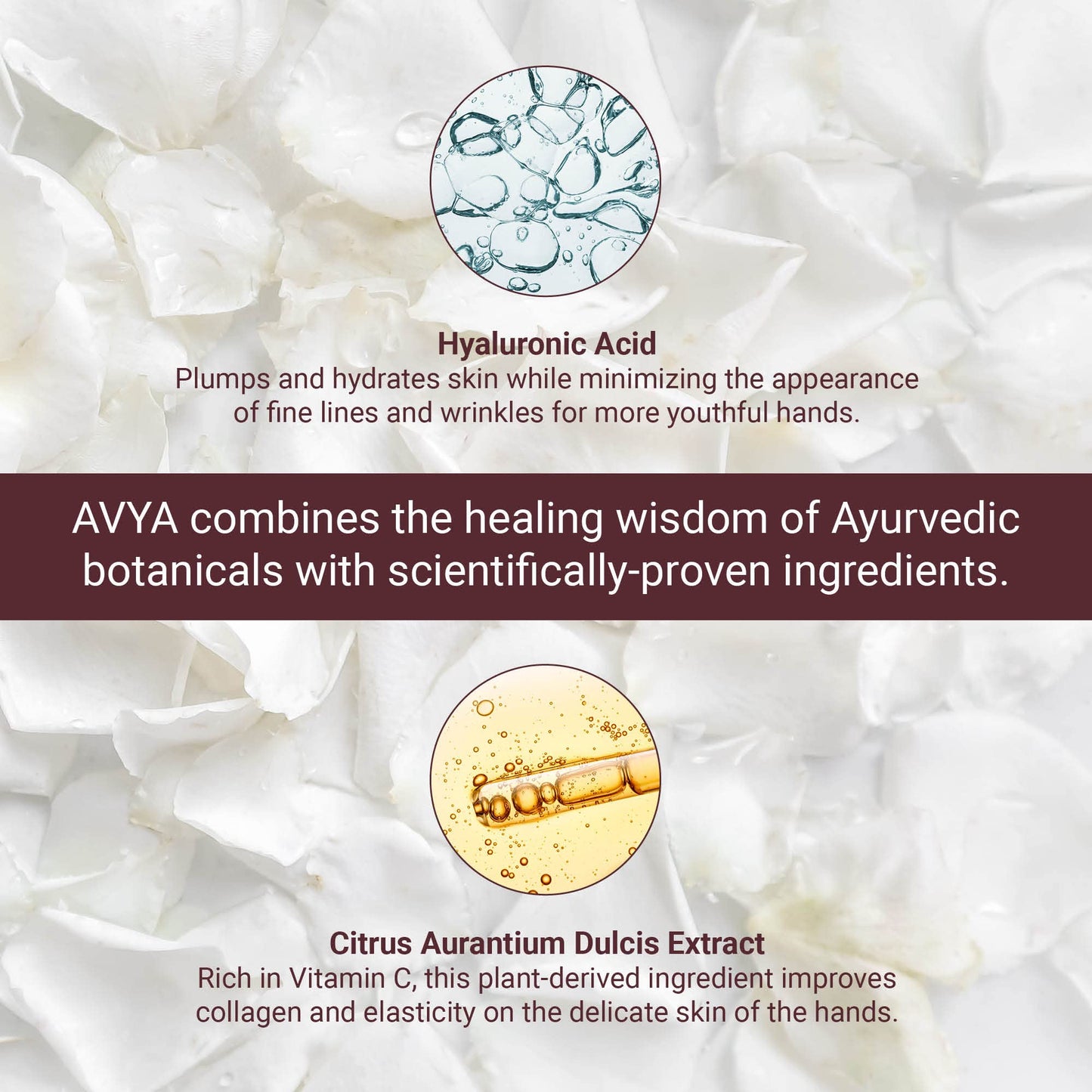 AVYA Hydrating Hand Lotion for Dry Skin - Nourishing Hand Healing Treatment for Dry and Ashy Skin/Hyaluronic Acid and Citrus Stem Cell