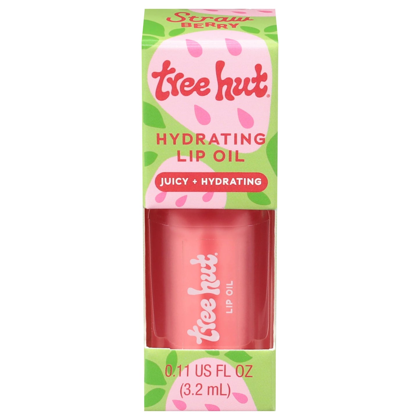 Tree Hut Strawberry Hydrating Lip Oil, Sheer Pink Glossy Lip Oil, Non-Sticky Moisturizing Formula for Smooth, Kissable Lips, 0.11 fl oz