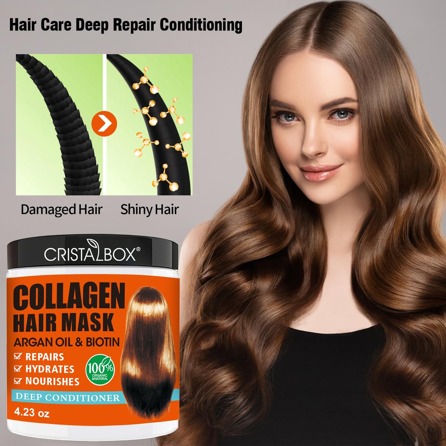 2 Pack Collagen Hair Mask & Keratin Hair Mask,Keratin Hair Treatment,Repair Treatment Deep Conditioning Hair Treatment Mask for Damaged Hair,Hydrating Beauty and Personal Care CRISTALBOX