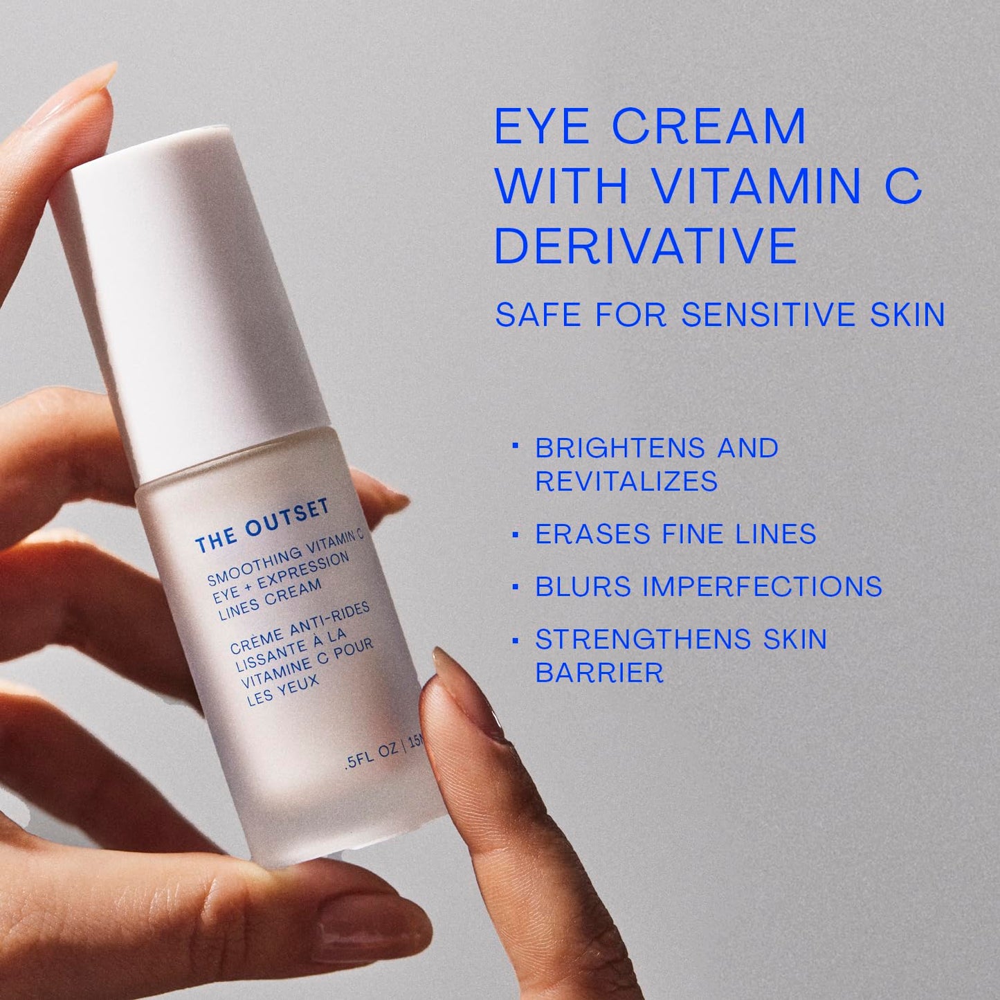The Outset Vitamin C Eye Cream, Brightening, Hydrating & Wrinkle-Reducing for Fine Lines & Expression Wrinkles, Gentle, Fragrance-Free, Clean, Vegan